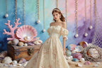 8x6.5ft Under The Sea Theme Backdrop for Photography Mermaid Princess Pink Shells Coral Pearl Ocean Background for Baby Shower Girls 1st 2nd Birthday Summer Party Decor Photo Props - Image 3