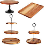Weysat 4 Piece Wooden Cake Stand Set Wood Dessert Stand, 2 Tier and 3 Tier Rustic Cupcake Stands, Cup Cake Tower, Dessert Display Tray for Baby Shower, Wedding, Birthday Tea Party, Farmhouse Decor by Weysat