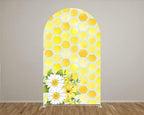 Honeycomb Arched Fabric Backdrop Covers Honey Bee Theme Arch Stand Cover for Baby Shower Birthday Decoration(Only Cover) - Image 2