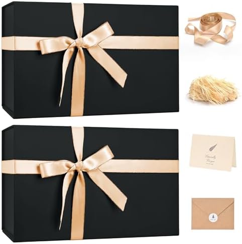 LIFELUM Black Magnetic Gift Box for Birthday Presents, 14"x8.5"x4.5" by Lifelum