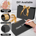 EUSOAR Wedding Favor Bags, 25pcs 10.6"x3.1"x8.3" Black Kraft Thank You Gift Paper Bags with Bow Ribbon Handle, Shopping Party Favor Gift Treat Bags Bulk for Wedding Baby Shower Guests Bridal - Image 4