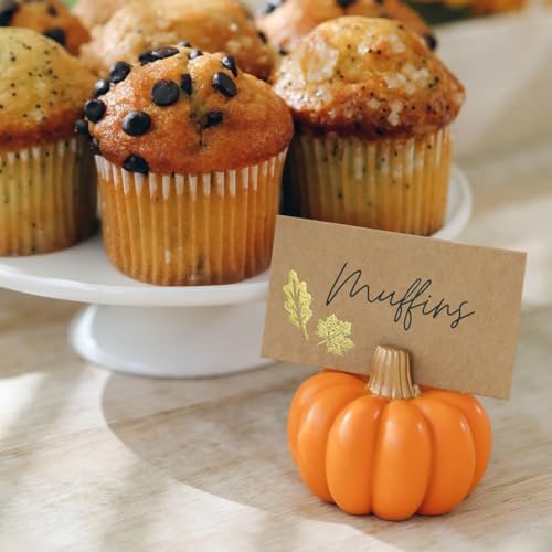 Kate Aspen 12pcs Fall Decor Orange Pumpkin Place Card Holder, Place Settings for Thanksgiving Table Decor, Fall Themed Weddings, Bridal Brunches (Place Cards Included) - Image 3