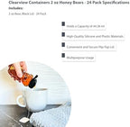 – 24 Pack 2 oz BPA-Free Plastic Honey Bear Bottles with Sealable Black Screw Top Lids, Clear Mini Squeeze Bottles for Honey, Samples & Party Favors (24pk, 2oz, BLK) - Image 3