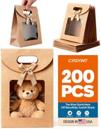 CYGYINT 200Pcs Brown Gift Bags with Clear Window 4.7''x2.4''x6.2'' Variety Stand Up Window Gift Bags with Handles for Candy, Cookies, Wedding Favors by Unknown