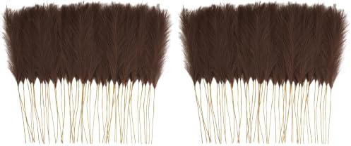 obbsie 50pcs Faux Pampas Grass Decor, 21.6" Short Artificial Pompous Grass Floral Fake Pompas Grass Branches Vase Filler Flower Arrangement for Home Wedding Boho Decor, Brown (Pack of 2) by ObbsieDirect