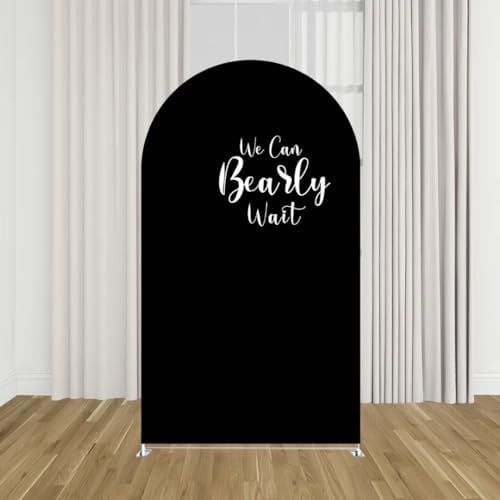 Black Arched Fabric Backdrop Covers We Can Bearly Wait Theme Arch Stand Cover for Baby Shower Birthday Party Decoration Props (4x7.2FT) - Image 3