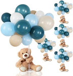 Bear Baby Shower Decorations, 185 Balloon Kit,Blue,White by Meooeck