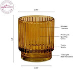 Kate Aspen 12PCS Vintage Ribbed Amber Glass Tealight & Votive Candle Holders, Fall Decor, Boho Decor, Shelf Decoration for Wedding, Bachelorette, Bridal Shower & Anniversary - Image 2