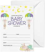 Pack of 30, Boy/Girl Baby Shower Party Collection, Baby Shower Invitation Cards, Fill in the Blank Invites WIth Envelopes, Giraffe Theme Party Supplies by Inkdotpot