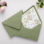 PONATIA A7 Euro Flap Gold Foil Liner Envelopes, Sage Green5x7 Envelopes - Image 3
