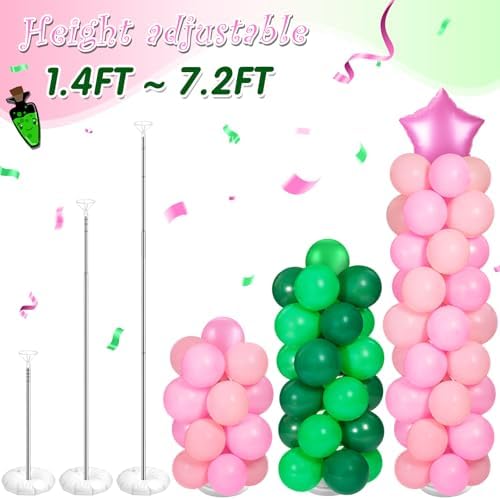 Lunmon Pink and Green Party Decorations Pink and Green Balloon Column Stand Kit, Star Witch Hat Balloon Set for Princess Witch Themed Birthday Party Baby Shower Trunk or Treat Decor Supplies - Image 7