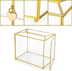 Hxezoc Gold Glass Wedding Card Box with Lock, Large Gift Card Money Box Holder for Wedding Reception, Anniversary, Birthday Party, Baby Shower, Graduation, Home Decorations - Image 7