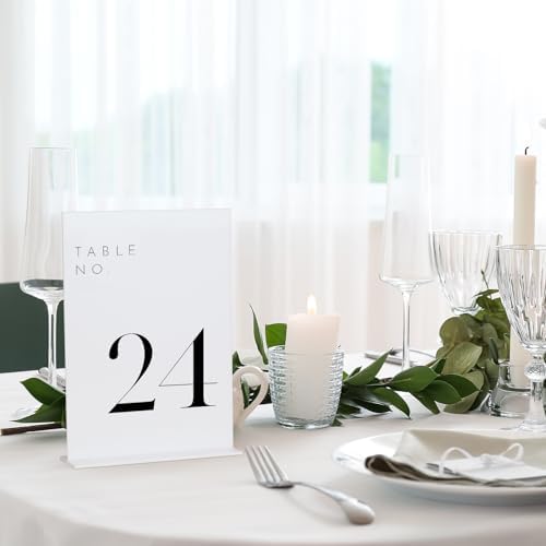 White Wedding Table Numbers 1-25 with Stands, 5"x7" White Acrylic Table Numbers, Perfect for Wedding Reception, Party, Anniversary, Event - Image 6