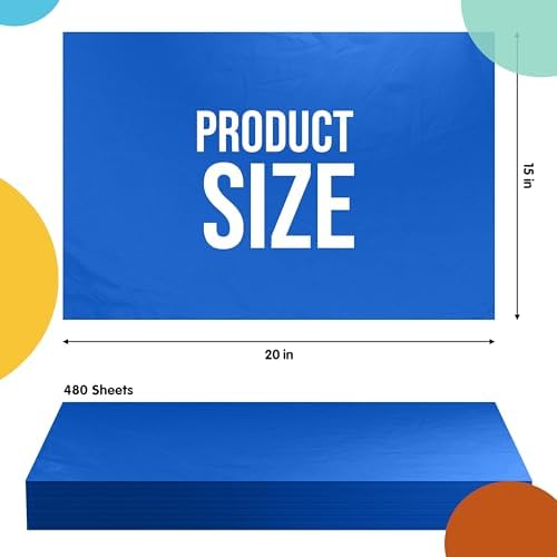 Party Solids Dark Blue Tissue Paper for Gift Bags 15" X 20" 480 Sheets - Image 2