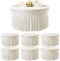 6 Pack Ivory Spandex Round Tablecloths for 60 inch Table, Wrinkle Free 120inch Stretchy Fitted 5FT Round Table Cloths Cover with Skirt for Wedding Party Dining Banquet by Htper
