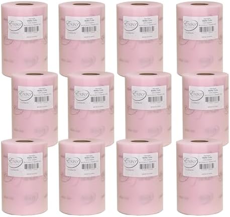 Expo International Decorative Matte Tulle, Roll/Spool of 6” X 100 Yards, Lightweight Polyester Tulle Fabric for Tutus, Costumes, and Party Decorations, Washable, Easy-to-Use, Pack of 12, Light Pink by ExpoInternational