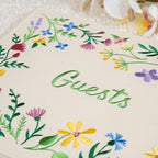 Embroidered Floral Guestbook for Wedding, Bridal Shower & Baby Shower, Linen Guest Sign-In Keepsake with Blank Ivory Pages, Lay-Flat Design & Ribbon Bookmark, 10.25” x 8.25” (Wildflower Garden) - Image 6