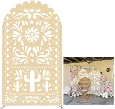 Beige Arch Backdrop Cover for Mexican Fiesta Party Decoration Stretchy Arch Stand Fabric Baptismx Baby Shower Cake Table Supplies (Cover Only) (G3739,3ftx6ft (CoverOnly)) by Unknown