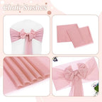 MDS Pack of 200 Chiffon Chair Sashes for Wedding & Event Décor - Dusty Rose - Image 5