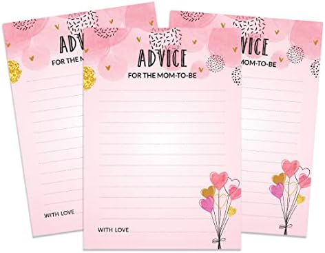 Advice Cards Baby Shower - Fun Party Games Activities, Party Collection Pink Theme GirlBaby Advice Cards For New Mom & Dad - Pack Of 50 by Inkdotpot