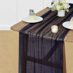 Pearl Table Runner Tulle Gauze Sheer Wedding Party Home Decor(Navy Blue) - Image 2