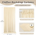 30ft x 10ft Champagne Backdrop Curtains, Wrinkle-Free Sheer Chiffon Fabric Photo Backdrop Drapes for Wedding Arch Party Ceremony Stage Photography Decorations - Image 5