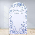 Bridal Shower Arch Backdrop Stretchy Fitted Cover 7.2ft Something Blue Before I Do Party Floral Flowers Toile Bride to be Chiara Wall Arched Photo Background Welcome Sign 7ft by Unknown