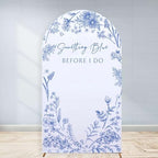 Bridal Shower Arch Backdrop Stretchy Fitted Cover 7.2ft Something Blue Before I Do Party Floral Flowers Toile Bride to be Chiara Wall Arched Photo Background Welcome Sign 7ft by Unknown