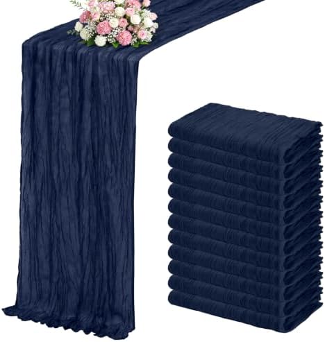 Navy Blue Boho Cheesecloth Table Runner 12 Pack 17x108 Inch Sheer Gauze by Unknown