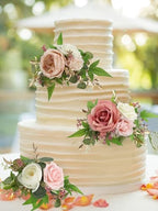 Rinlong 3Pcs Premade Cake Flowers, Pink Wedding Cake Decor - Image 7