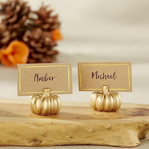 Kate Aspen Place Card Holders (Place Cards Included) - Set of 12 - Table Number Holder for Weddings, Gold Pumpkin Photo Holder for Table Assignments at Bridal Showers or Anniversaries - Image 5