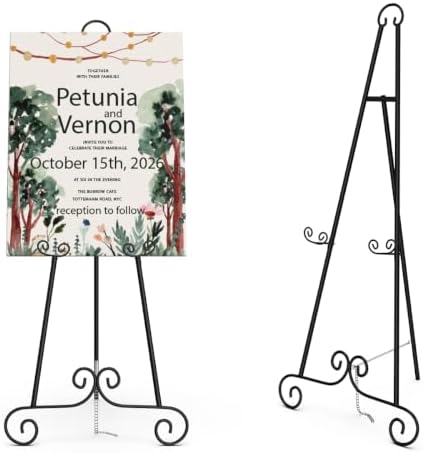 Easel Stand for Sign, Heavy Duty Metal Display Stand with Chain Support by Unknown