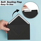 Darling Souvenir A6 Black Invitation Envelopes (4 3/4 x 6 1/2) Euro V-Flap 80 LBS Self-Adhesive Perfect for Weddings, Birthday, Baby Shower,Greeting Cards -Packs & Colours Available - Image 5