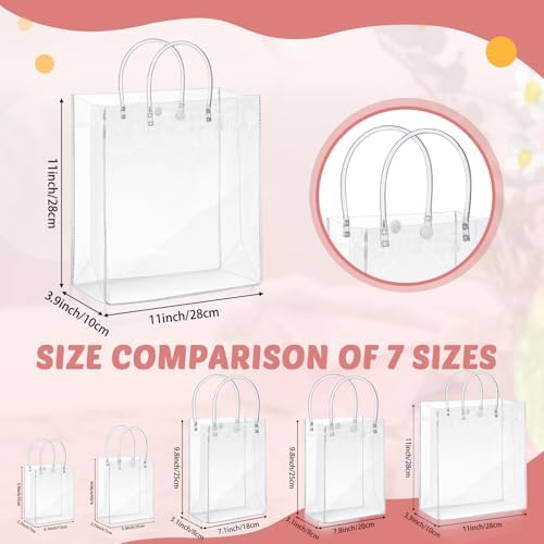 LEIFIDE 50 Pcs Plastic Clear Gift Bags with Handles,Assorted Sizes - Image 3