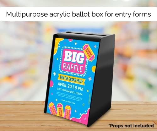 Black Donation Box with Lock Acrylic Ballot Collection Bin with 5.5" x 8.5" Slide In Sign Holder for Raffles Contests Votes and Tips by Marketing Holders - Image 4