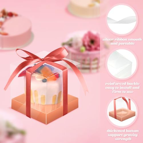 Thenshop 50 Pcs Clear Cupcake Boxes Individual 3.5 Inch, Rose Gold - Image 3
