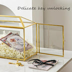 12.6" x 6" x 9" Wedding Card Box with Slot and Lock, Glass Card Holder for Party Reception, Centerpiece, Home Decorative, Gold (Glass Box Only) Slot Length 7.3 Inche - Image 5