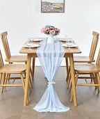 Pufogu 5 Pack 10Ft Baby Blue Chiffon Table Runner Sheer 29x120 Inch - Image 5