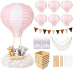 Spiareal 6 Sets Pink Hot Air Balloon Paper Lanterns Decor with Basket by Spiareal