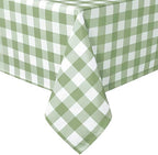 Hiasan 60 x 120 Inch Checkered Tablecloth Rectangle, Sage Green and White by Hiasan