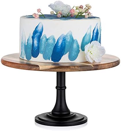 NUPTIO Wooden Cake Stand, 11.81 Inch Round Dessert Display Holder by Nuptio