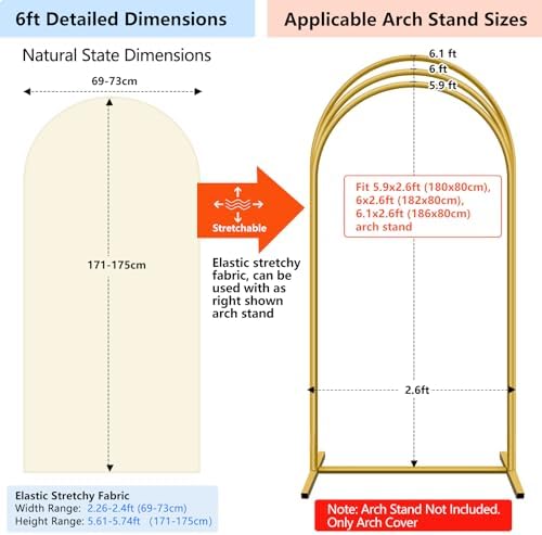 Hemmotop Stretchy Arch Backdrop Cover, Beige, 7.2ft, 6ft, Set of 2 - Image 3