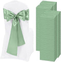 120 PCS Sage Green Satin Chair Sashes, 7 x 108 Inch by REWOMC