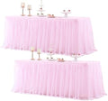 Pink Tulle Tablecloth for 8 Foot Rectangle Table, Light Pink Tulle Tables Skirt Cover 8ft Banquet Wedding Table Cloths Baby Shower Tutu Ruffle Tables Skirt Cloth for Party Bridal Shower by LittleFunny