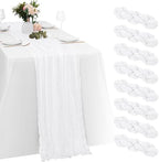 8 Pack White Cheesecloth Table Runners 20x120 Inch Gauze Table Runner Cheese Cloth 10FT White Table Runner Rustic Sheer Runner for Wedding Birthday Party Baby Shower Table Decor by Yorcari