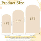 FOTSHARER Spandex Arch Backdrop Cover Set of 3 Beige Wedding Arch Cover 4FT 5FT 6FT Arch Covers for Balloon Frame Stand 2-Sided Arches Backdrop Stretchy Covers for Wedding Banquet Party Banquet Decor - Image 3