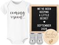 Pregnancy Announcement, Coming Soon Baby Announcement For Grandparents Dad Husband Family, Pregnancy Reveal Ideas, Gender Reveal Baby Shower Gifts -Felt Letter Board, Onesie, Booties, Wooden Sign by BlinkingStars