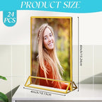 Jeffbaubl 24 Pcs Gold Acrylic Sign Holder, 4 x 6 Gold Frame Plastic Display - Image 2