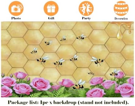 10X5ft Fabric Honeycomb Bee Floral Art Backdrop Wedding Baby Shower Wall Decor Party Decorations Tapestry for Photography Background Photo Studio Props - Image 2