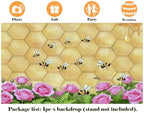 12X8ft Fabric Honeycomb Bee Floral Art Backdrop Wedding Baby Shower Wall Decor Party Decorations Tapestry for Photography Background Photo Studio Props - Image 2